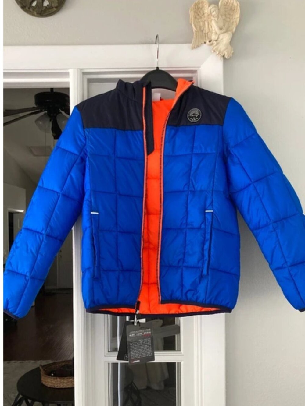 Gerry Royal Blue Orange Hooded Torque Puffer Jacket M New With Tag